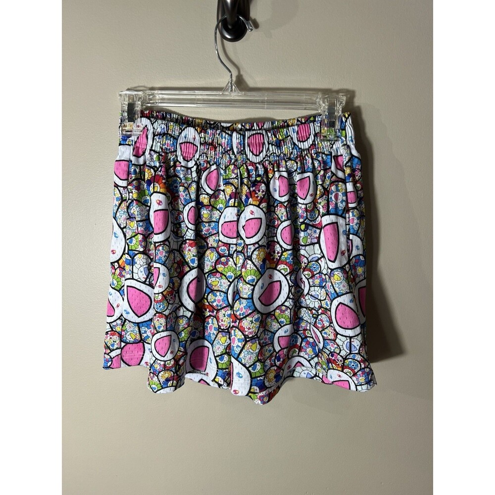 Temptations Blue Athletic Shorts Small Hap Happ Happy Print Mesh Lined